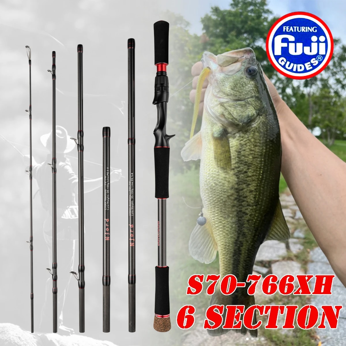 Vara de pesca 6 seções fundiçã - Fishing Rod Surf avaliação e preço